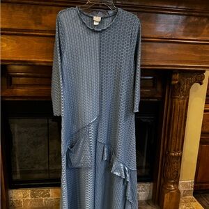 Chic Light Blue Long Sleeve Maxi Dress